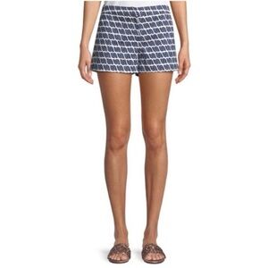 Trina Turk Snails Pace Navy And White Geometric Mini Shorts Cotton Resort Sz 4